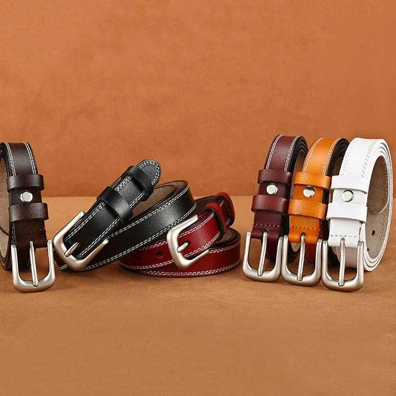 Women Genuine Leather Fashion High Quality Vintage Brand Waistband Pin Buckle Brown Solid Color Belt Ladies DT025