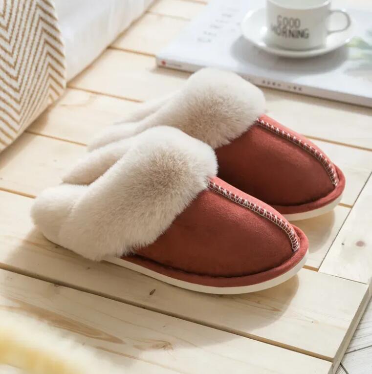 Suede cotton slippers for warm home in autumn and winter thick soled woolen slippers Z 6.1-3