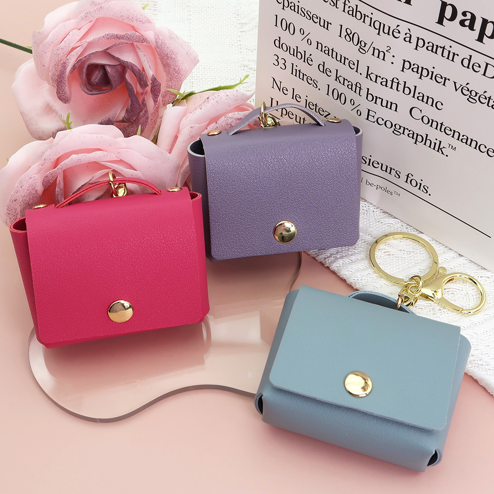Creative headphone protective fashion case fashionable leather mini square bag coin storage bag keychain pendant fashion designer men s keybag