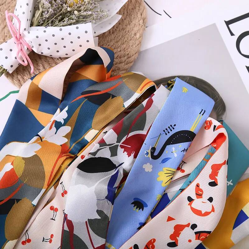 NEW Women's Dress Jeans Decorative Bow Belt Retro Printing Twill Waist Summer Bag Hats Ribbons Women Silk Neckerchiefs 5X150CM