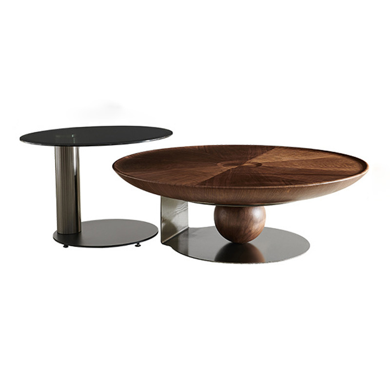 B611 Round coffee table solid wood high-end living room small apartment niche side table