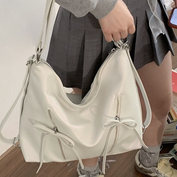 designer Bowknot Backpack for Women 2025 New Trendy Fashion Korean Tote Bag Casual Large Capacity Shoulder Bag Backpack
