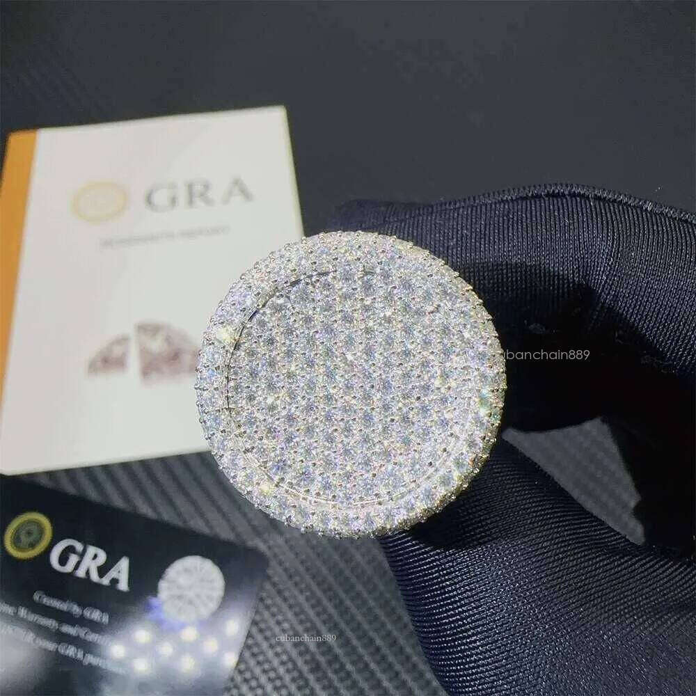 Fine Jewelry Iced Out Hip Hop Cuban Link Ring Gold Plated Sterling Sier VVS Moissanite Dia