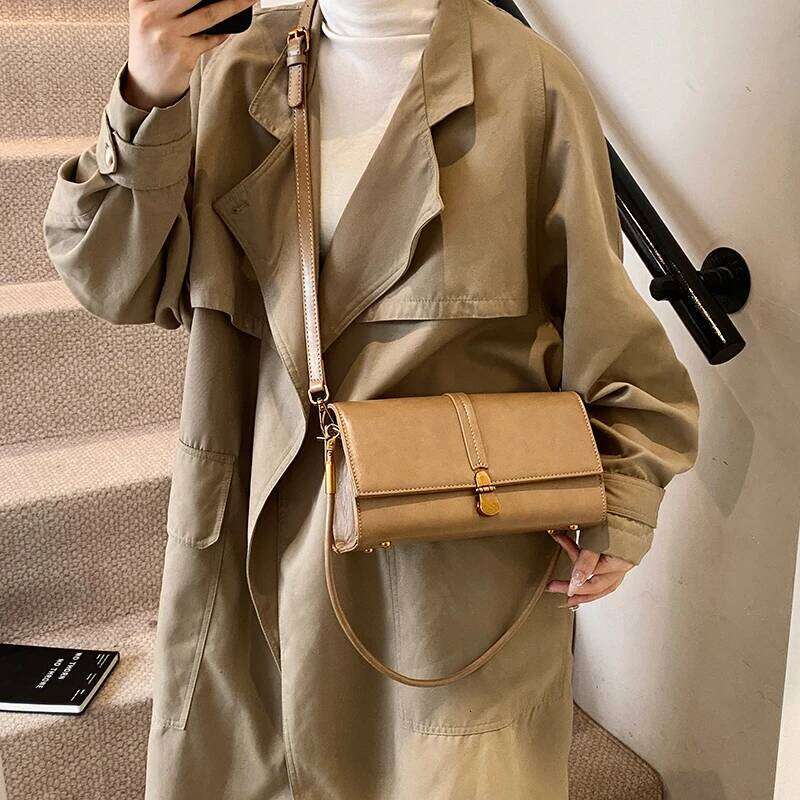 MOODS Retro Flap Crossbody Messenger Bags For Women PU Leather Pure Color Small Square Shoulder Bag Designer Handbag 2025