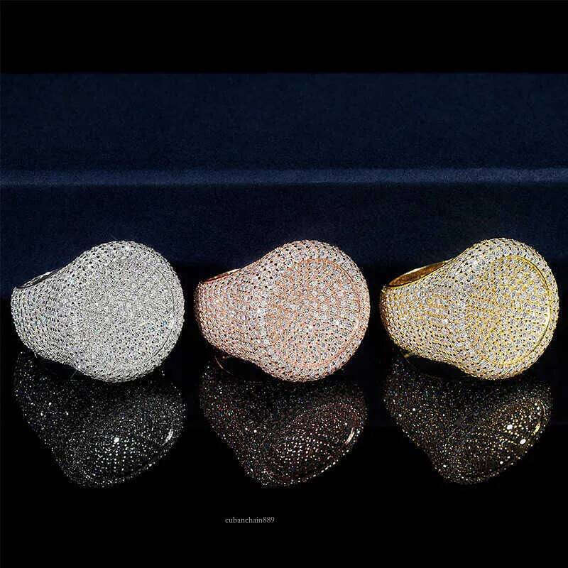 Gra certificated rose gold iced out hip hop moissanite ring men vvs