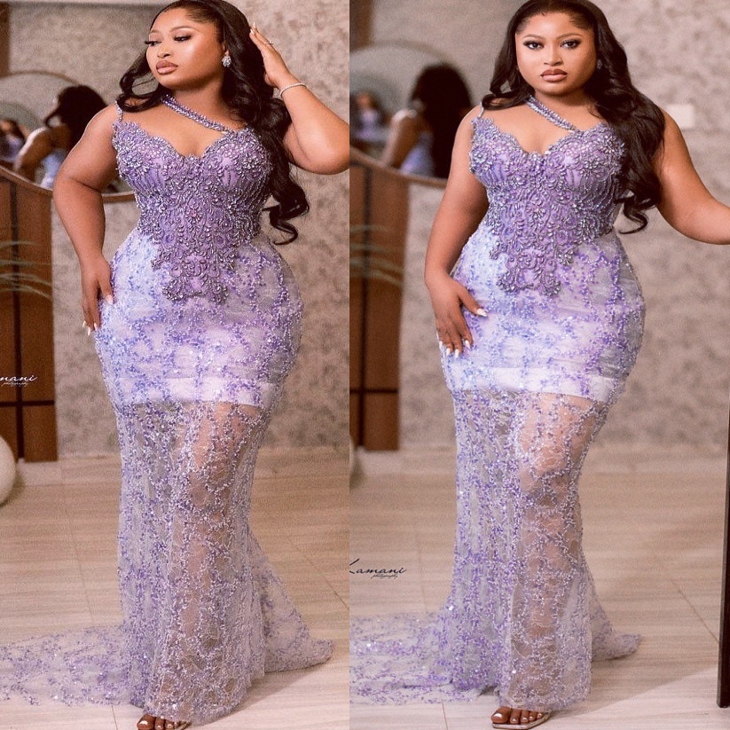 Lilac Mermaid Prom Dresses 2025 One Shoulder Crystals Lace Evening Formal Party Second Birthday Engagement Gowns Plus Size Dress For Special Occasions