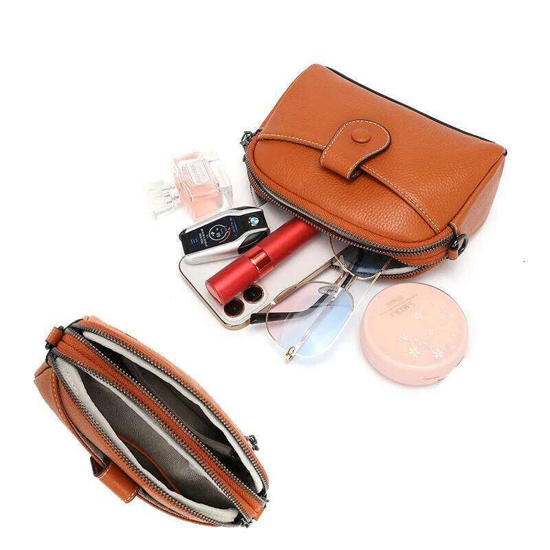 Women Genuine Leather Small Shoulder 2025 New Fashion First Layer Cowhide Mobile Phone Bag Female Mini Messenger For Girls