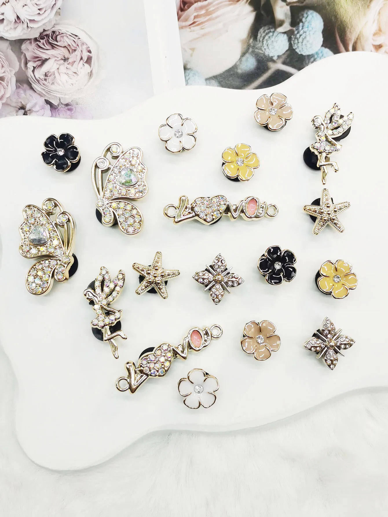 18PCS ABS Resin Butterfly Shoe Charms Decorations Love Fairy Star Shoes DIY Accessories Multi Color Flower Clips 250528