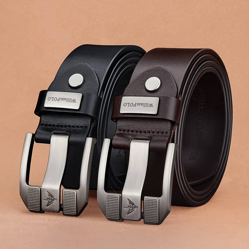 Men's casual fashionable needle buckle cowhide personalized belt, retro style denim belt