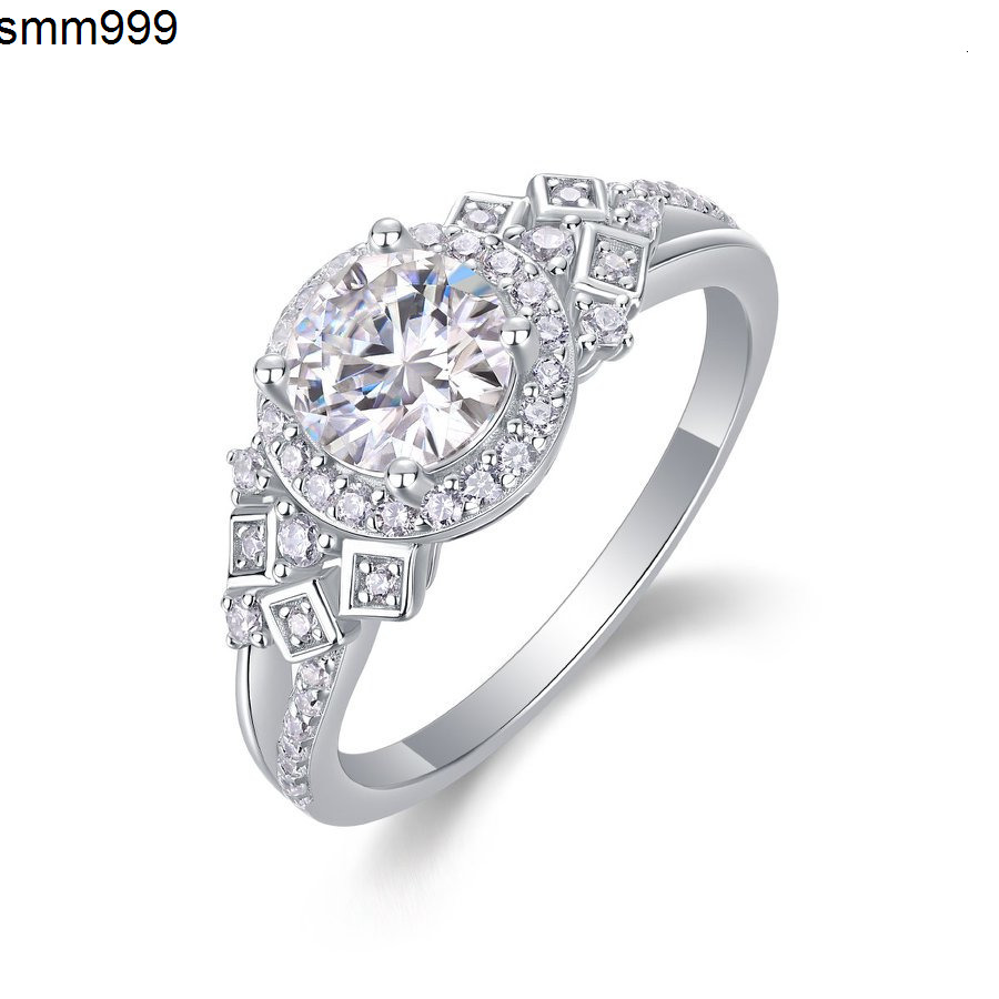 S925 Sterling Silver 1ct Moissanite Rings Full Diamond Rings for Women Engagement Jewelry Manufacturer R231113327-65