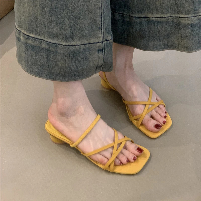 Summer Narrow Band Women Slippers Concise Open Toe Slides Ladies Party Dress Sandals Zapatos De Mujer 250528