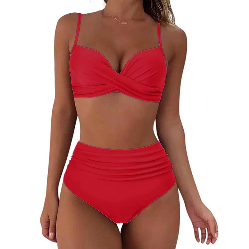 Outdoor Sexy Beach Bikinifree Shipping 2025 New Designer Shoes Women's Thickened Swimsuit Split High Waist Covering Belly Tight Bikini Sexy
