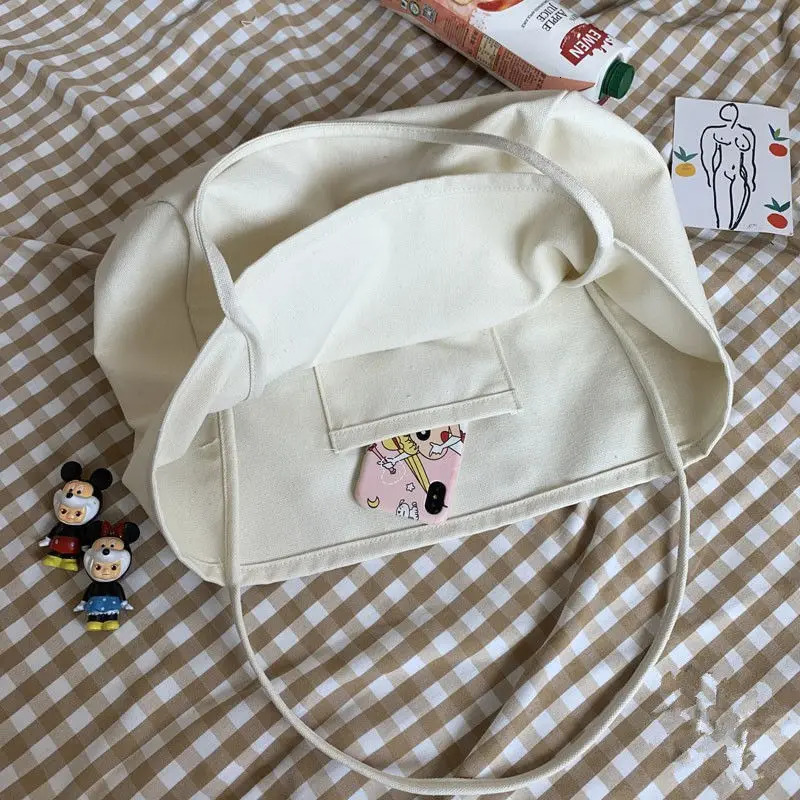 Casual Canvas Shopping Bag High Quality Eco Reusable Grocery Handbag Lightweight Shoulder Bags Large Capacity Daily Tote Pouch 250530