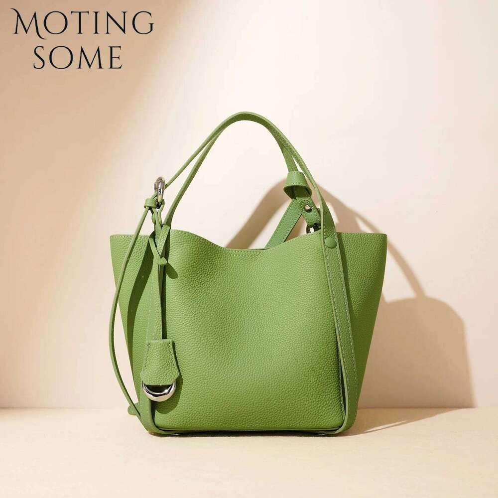 Motingsome Spring Green Series Women Cowhide Bag Natural Leather Fashion Handbag Lady Commuter Daily Bucket 2025 250601