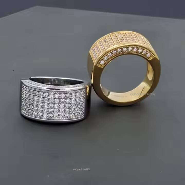 10 K Solid Gold / Sier Plated Men's Engagement & Wedding Ring Round Cut Moissanite Dia Custom Iced for Party jewellery