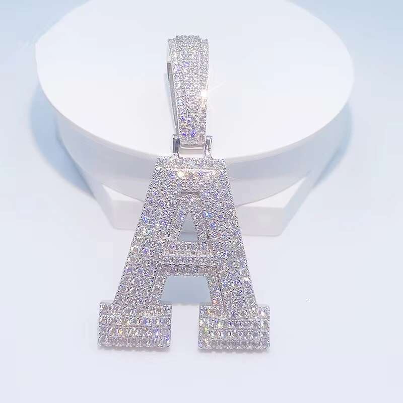 Hip Hop Moissanite Jewelry Sterling Silver Moissanite Iced Out Big Initial Letter Pendant for Men Lab Mosan Diamond Pendant