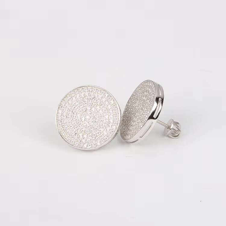 VVS1 Women Men Classic Round Brilliant Cut Moissanite Earring 925 Sterling Silver DE Hip Hop Round Moissanite Earring Studs