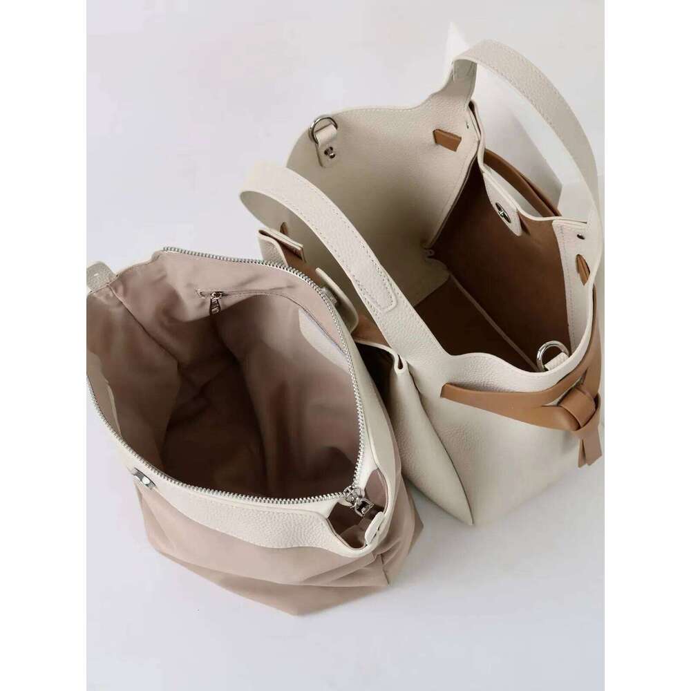 Personalized Initial Letter Custom New Fashion Head Layer Cowhide Large Capacity Pleated Commuter Tote Bag One-Shoulder Underarm