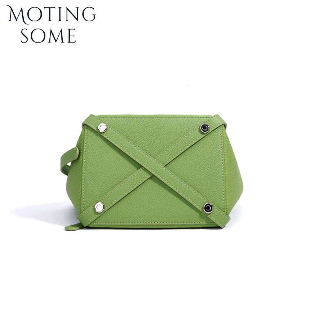 Motingsome Spring Green Series Women Cowhide Bag Natural Leather Fashion Handbag Lady Commuter Daily Bucket 2025 250601