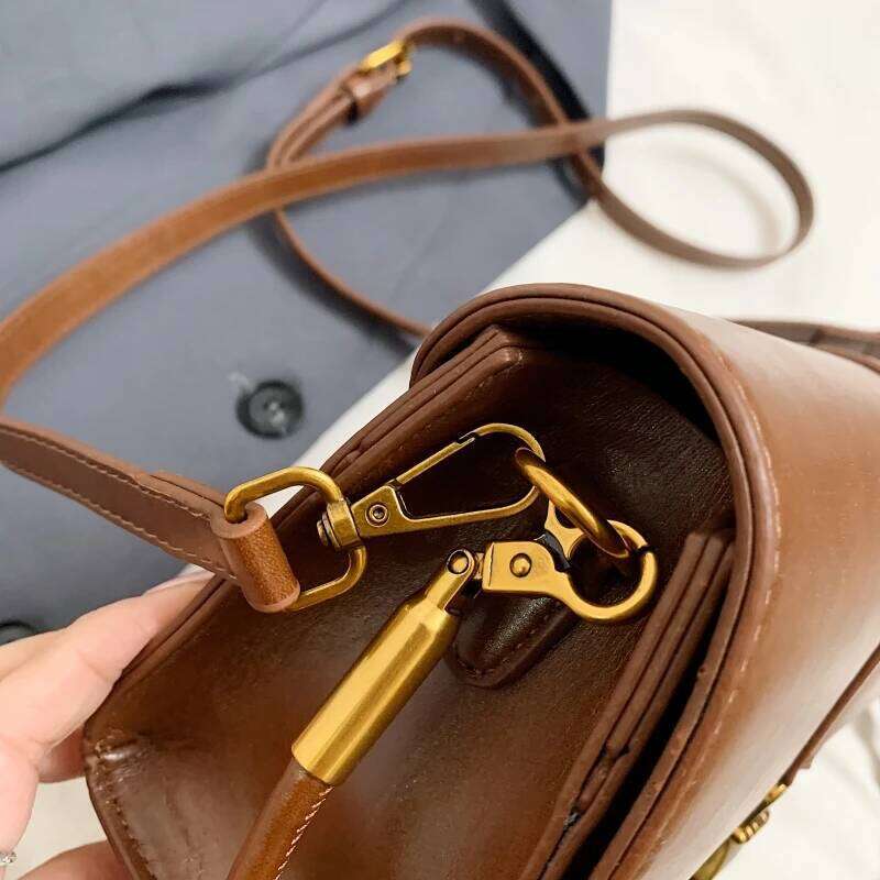 MOODS Retro Flap Crossbody Messenger Bags For Women PU Leather Pure Color Small Square Shoulder Bag Designer Handbag 2025