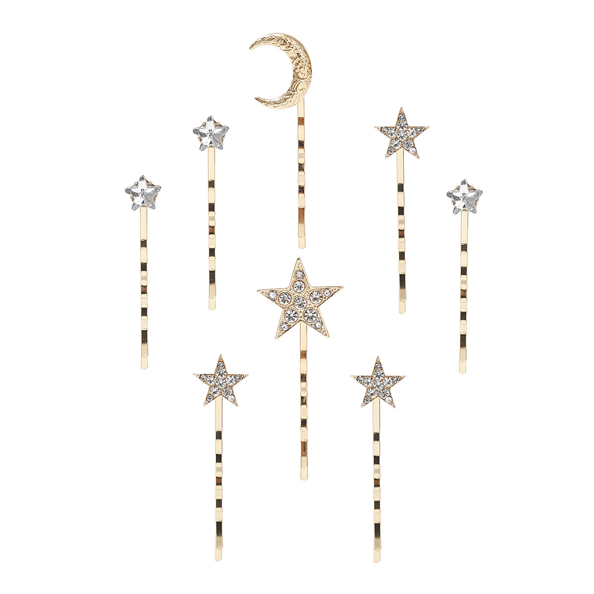 European American Cross Border Versatile Rhinestone Star Moon Hair Clip Set Bridal Party New Year Hair Accessories for Women