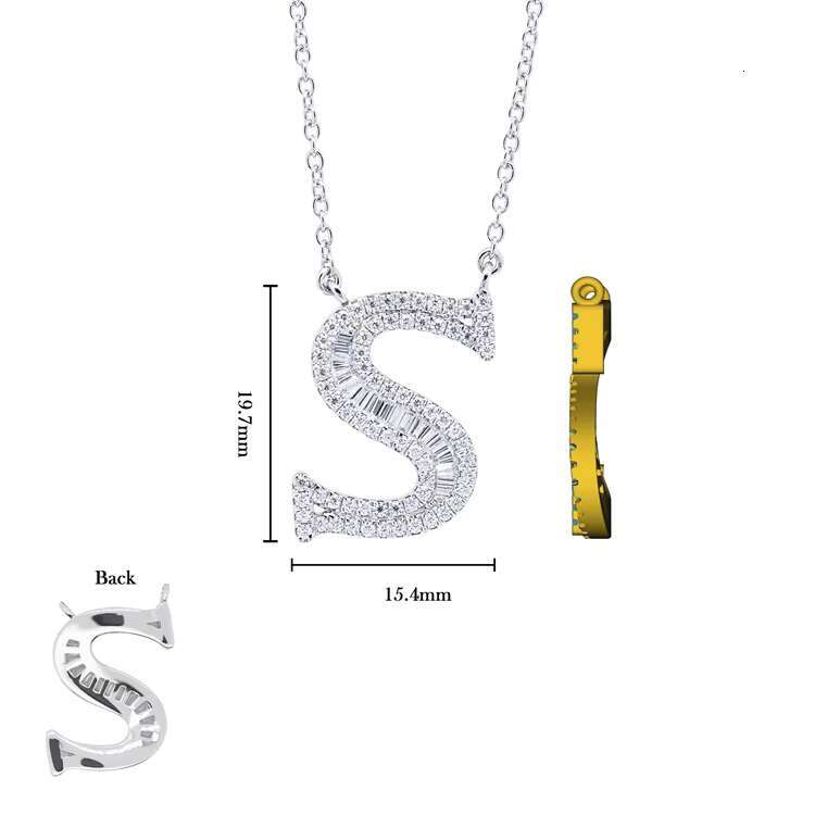 Hand-set Moissanite Diamond Letter S Pendant S925 10K 14K Initial Necklace Wholesale Factory Custimization Moissanite Jewelry