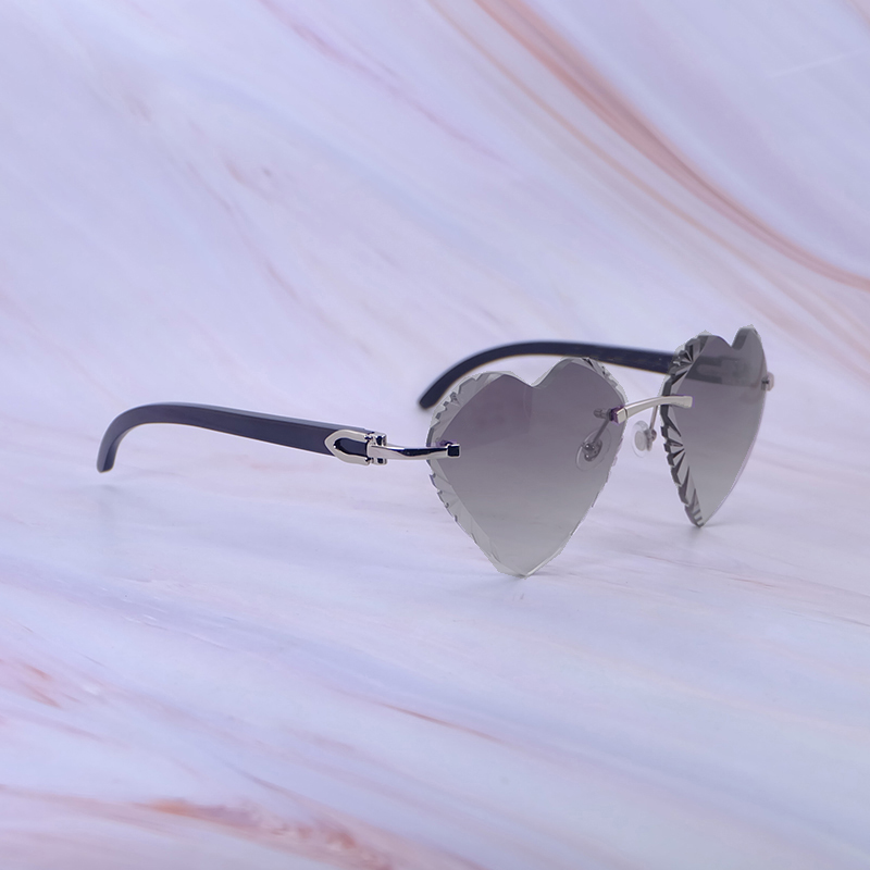 Heart Shape Sunglasses Diamond Cut Vintage Carter Luxury Designer Sun Glasses Black Buffalo Horn Mens Decoration Eyewear Frame Outdoor Shades 012 Silver