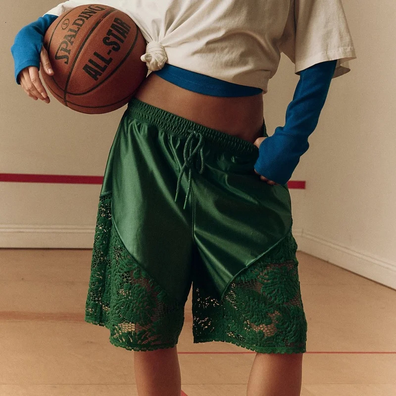Women Y2k Shorts Culotte Half Slips Satin Bloomer Pants Lace Patchwork Pants Elastic Waist Slip Shorts 250530