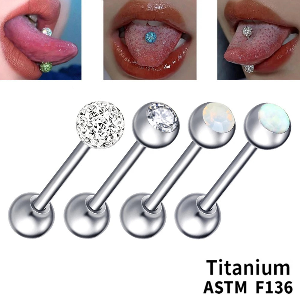 4X Mixed Type 36 Crystal Opal Tongue Bar Barbell 6mm Ball Nipple Ring Body Piercing Jewellery Set 14G 250526