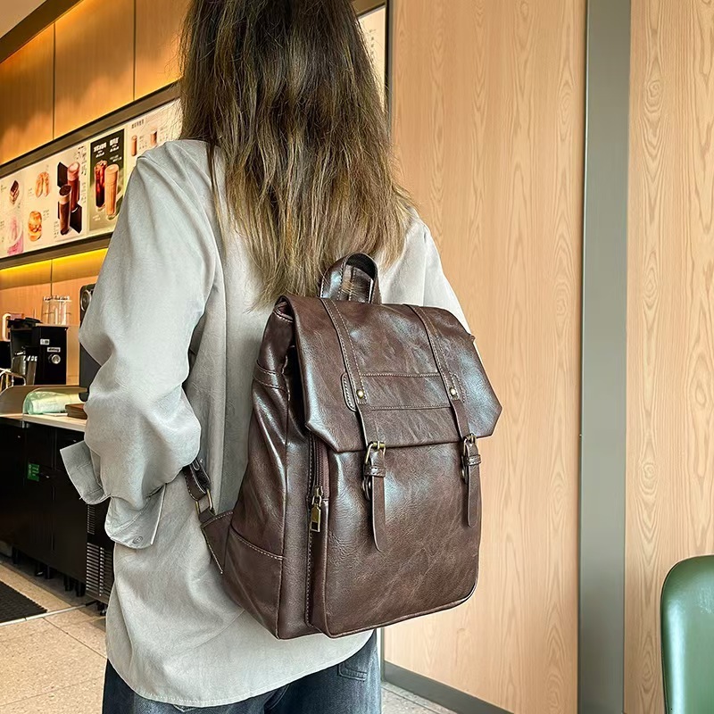 designer Japanese Style JK Uniform Backpack 2025 New College Style Backpack Retro Soft Leather Casual Women's Bag Cambridge School Bag