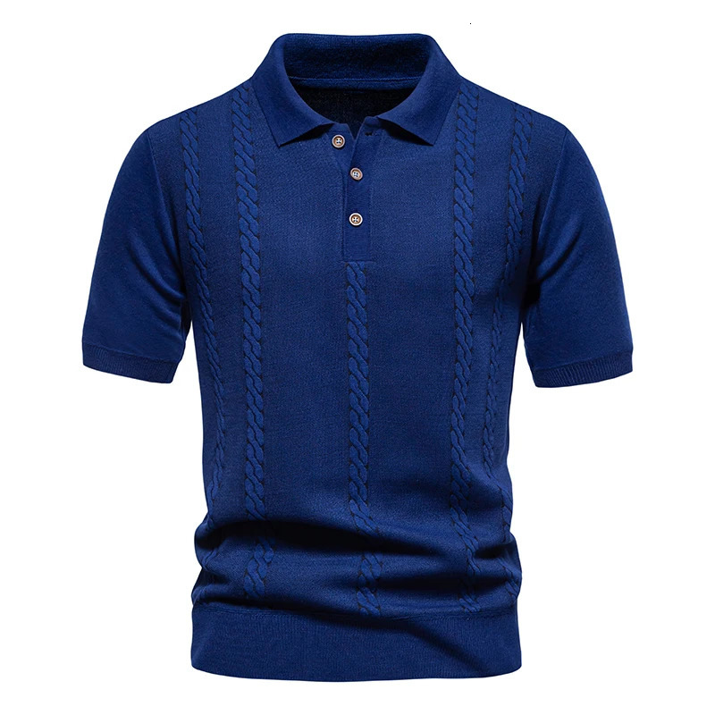 Mens Short Sleeve Polo Shirt Knit Retro Lapel T-shirt Fashion Casual Business Polo Top Clothes Solid Color Mens Jersey 250530