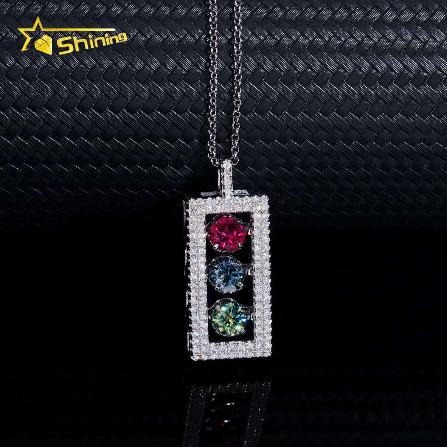 Men Hip Hop Jewelry Pass Diamond Tester Gold Plated Real 925 Silver Trafic Sign Iced Out VVS Custom Moissanite Pendant