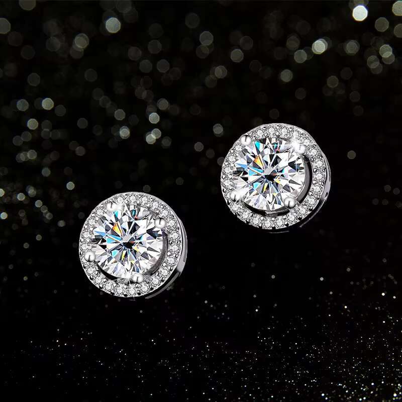 Pass Diamond Tester Hip Hop Jewelry 925 Silver VVS Moissanite Diamond Stud Earrings for Men Women With GRA Certificate