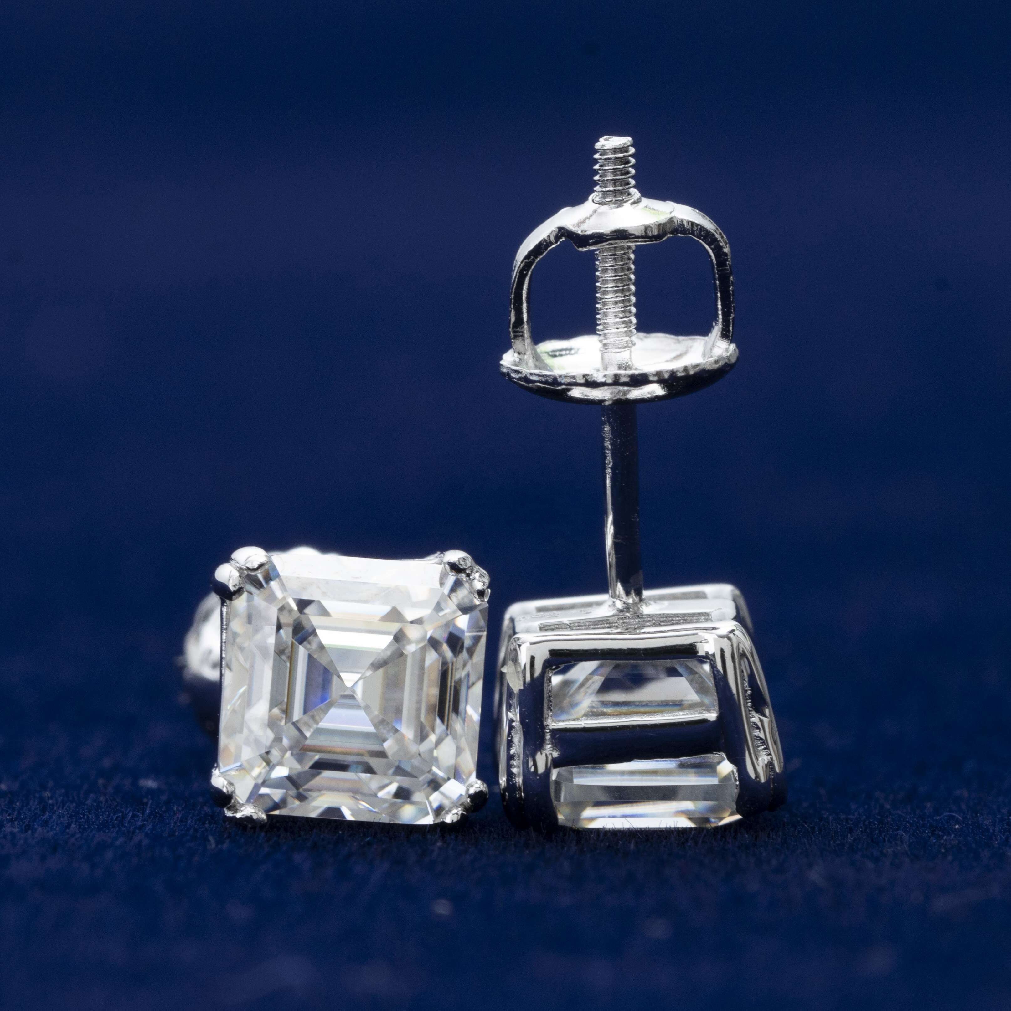 Fine Jewelry Luxury Earrings Silver 925 Asscher Cut VVS Moissanite Diamond Hip Hop Earrings