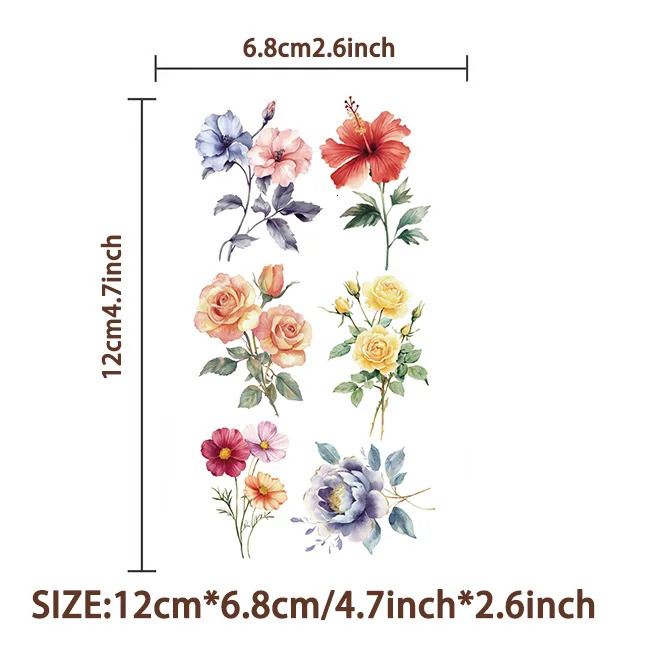 10 SheetsSet Watercolor Lavender Flower Temporary Tattoos For Body Art Arm Fake Flora Adults Tattoo Sticker Waterproof Tatoos 250530