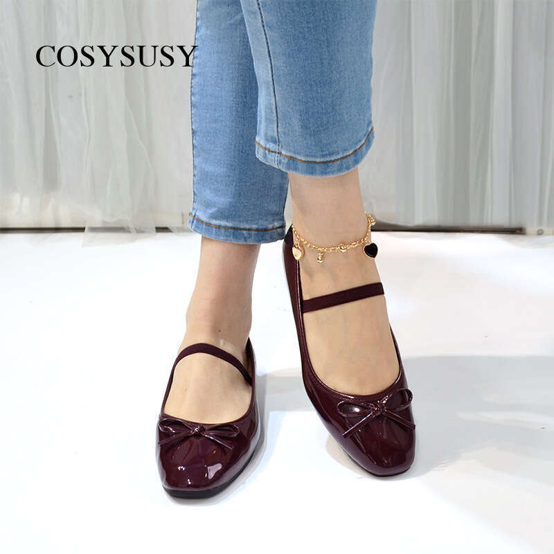 Mary Jane for Women 2025 New Summer Butterfly Small Leather Square Toe Shallow Mouth Casual Flat Single Shoes