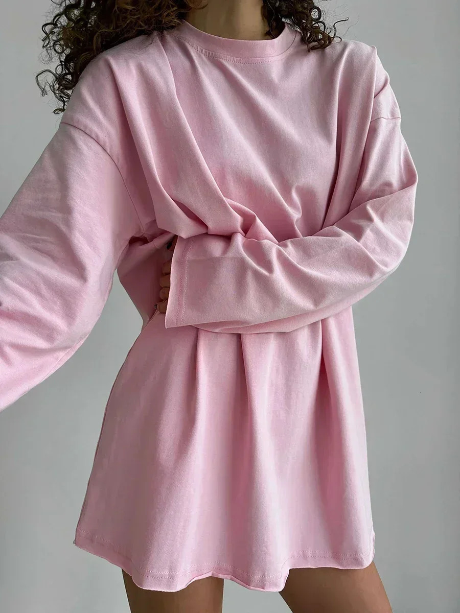 Wolfeel Women Summer 100% Cotton T-shirt Bottoming Spring Basic Fashionable Solid Lady Long Sleeve Loose Tops Shirts 250527