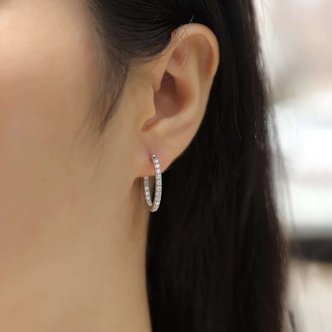 Moissanite Hoop Earrings in 925 Sterling Silver - Wholesale Jewelry Collection