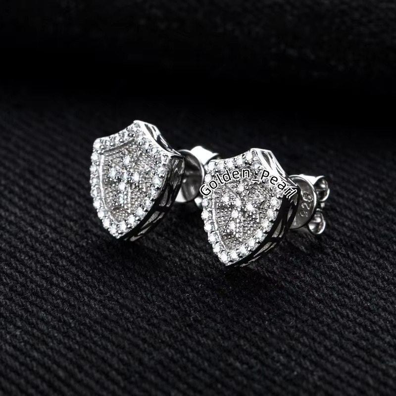 0.4cttw Moissanite Diamond Hip Hop Cross Rappr Stud Earrings 925 Sterling Silver D Color Bling Statement Jewelry for Men Women
