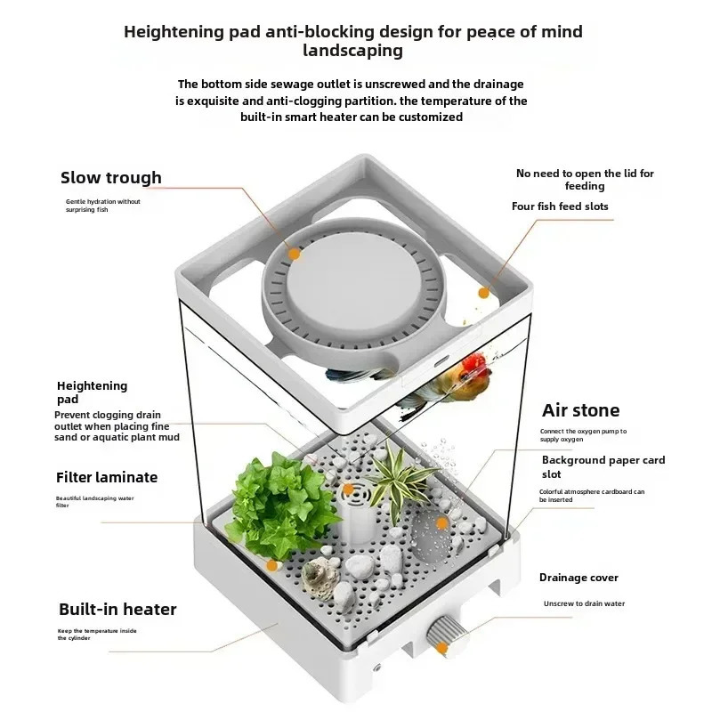 Smart betta dedicated fish tank desktop mini small ecological self-circulating desk aquarium fish tank 250530