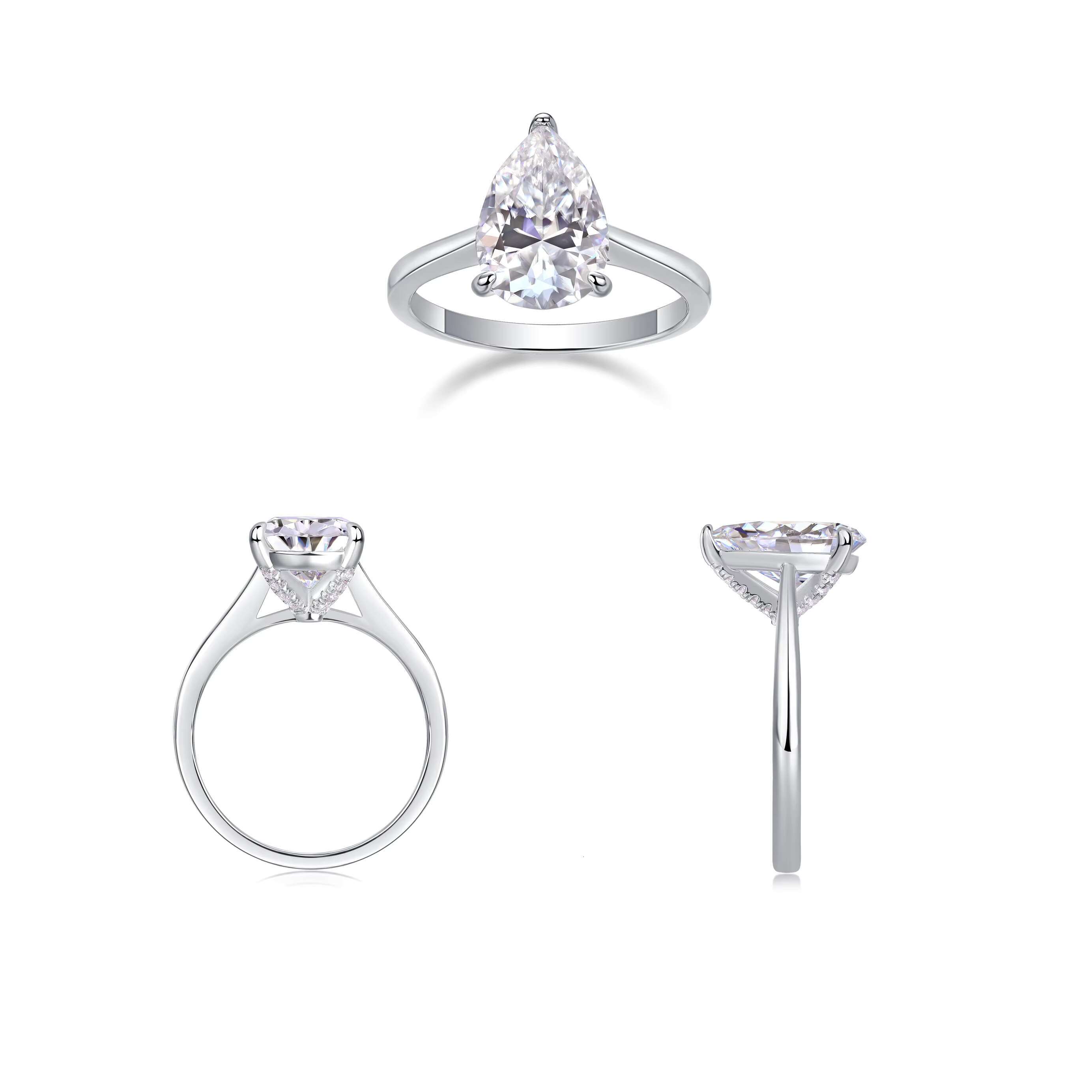 High Quality 925 Sterling Silver Adjustable Ring VVS 1ct Moissanite Wedding and Engagement Ring With GRA Certified