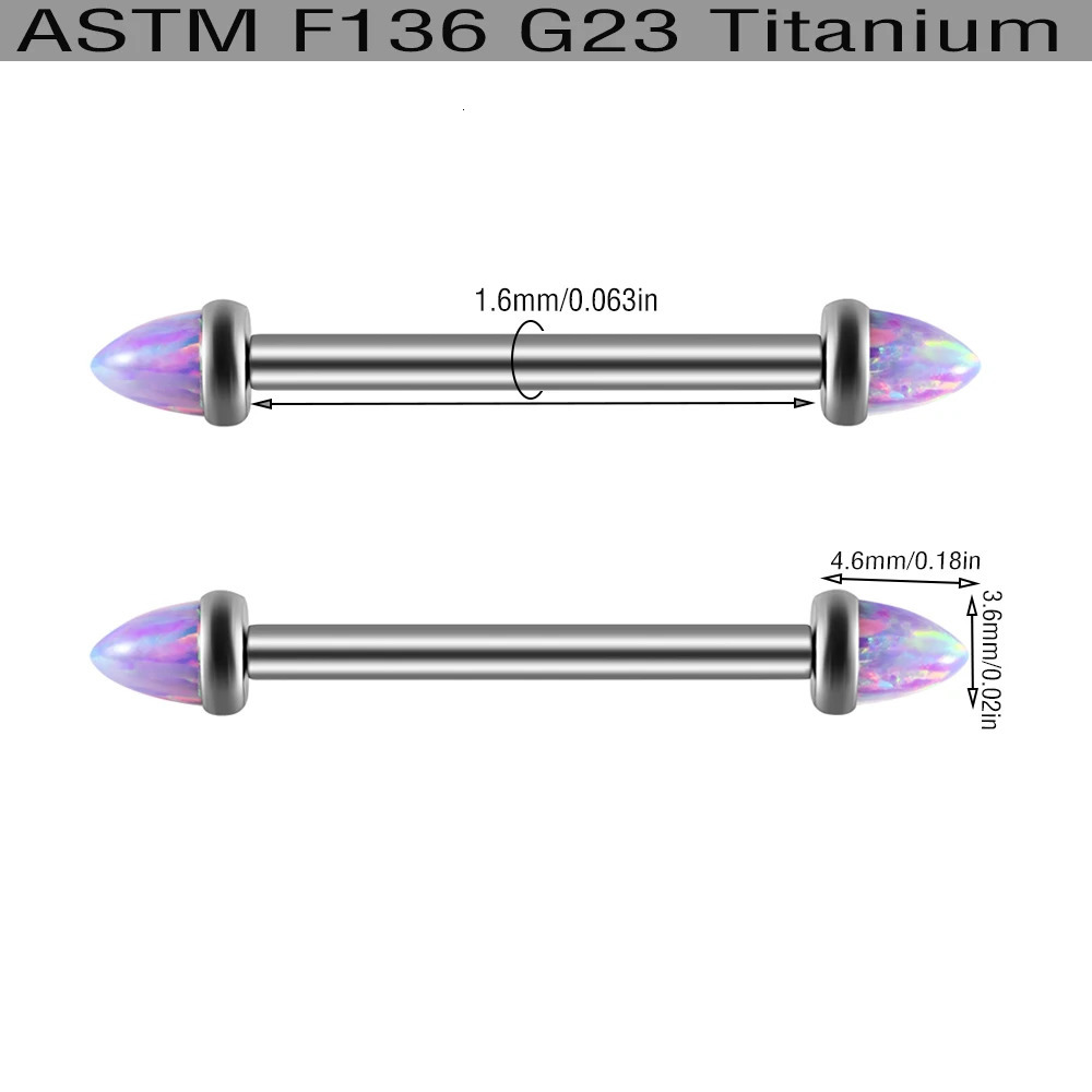 1-2-8PCS Cone Opal Spike Implant Alloy Nipple Barbell Ring Internal Thread 18K Gold Plated 14G nipple Piercing Jewelry 250526