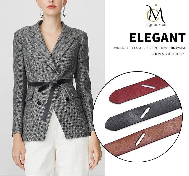 Cowhide Belt Ladies Soft Genuine Leather Knotted Strap Dress Accessories Gothic Retro Designer Girdle Corset for Women