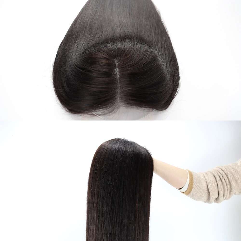 Human Topper Closure Silky Straight Remy European Soft Lace Top Breathable Bleached Knots Baby Hair with Clips in