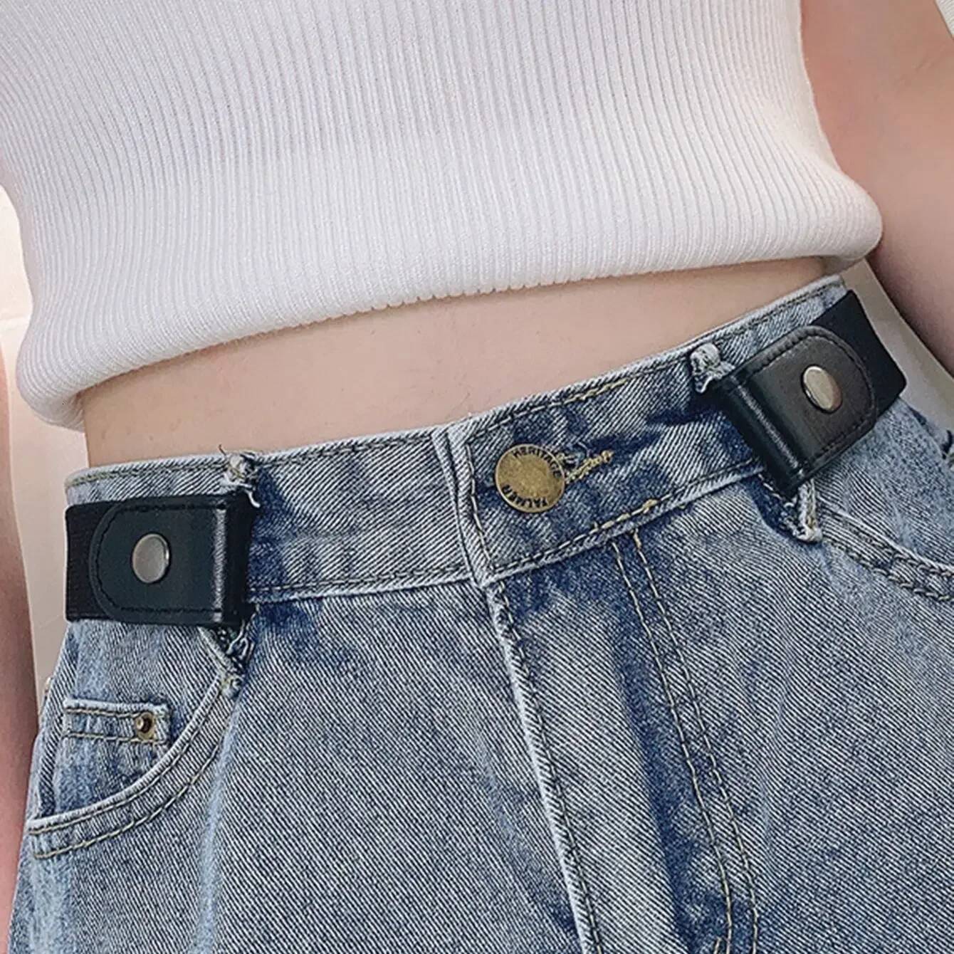 Simple Fashionable Men'S Elastic Lazy Man'S Women'S Neutral And Seamless Jeans Belt Adjustable Length