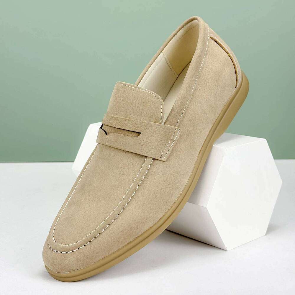 New Classic Suede Leather Men Slip On Loafers Penny Round Toe Dress Daily Wedding Party Business Shoes for Man