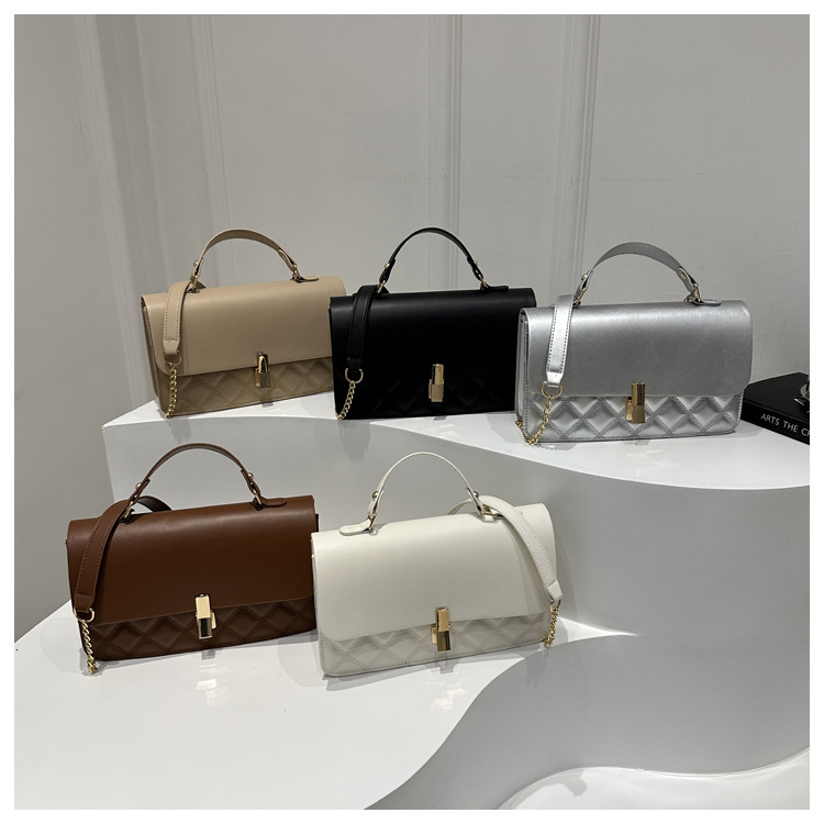 Personalized And Beautiful Embroidered Thread Handbag Texture Grid Designer Small Square Bag New High End Underarm Single Shoulder Cross Shoulder Wome