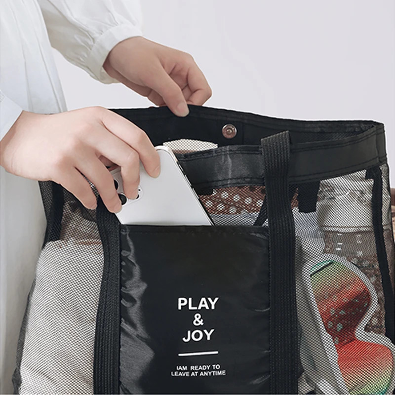 Outdoor Picnic Beach Bag Women High-Capacity Net Transparent Bag Double-Layer Tote Bag Office Heat Preservation Lunch Snack Bag 250530