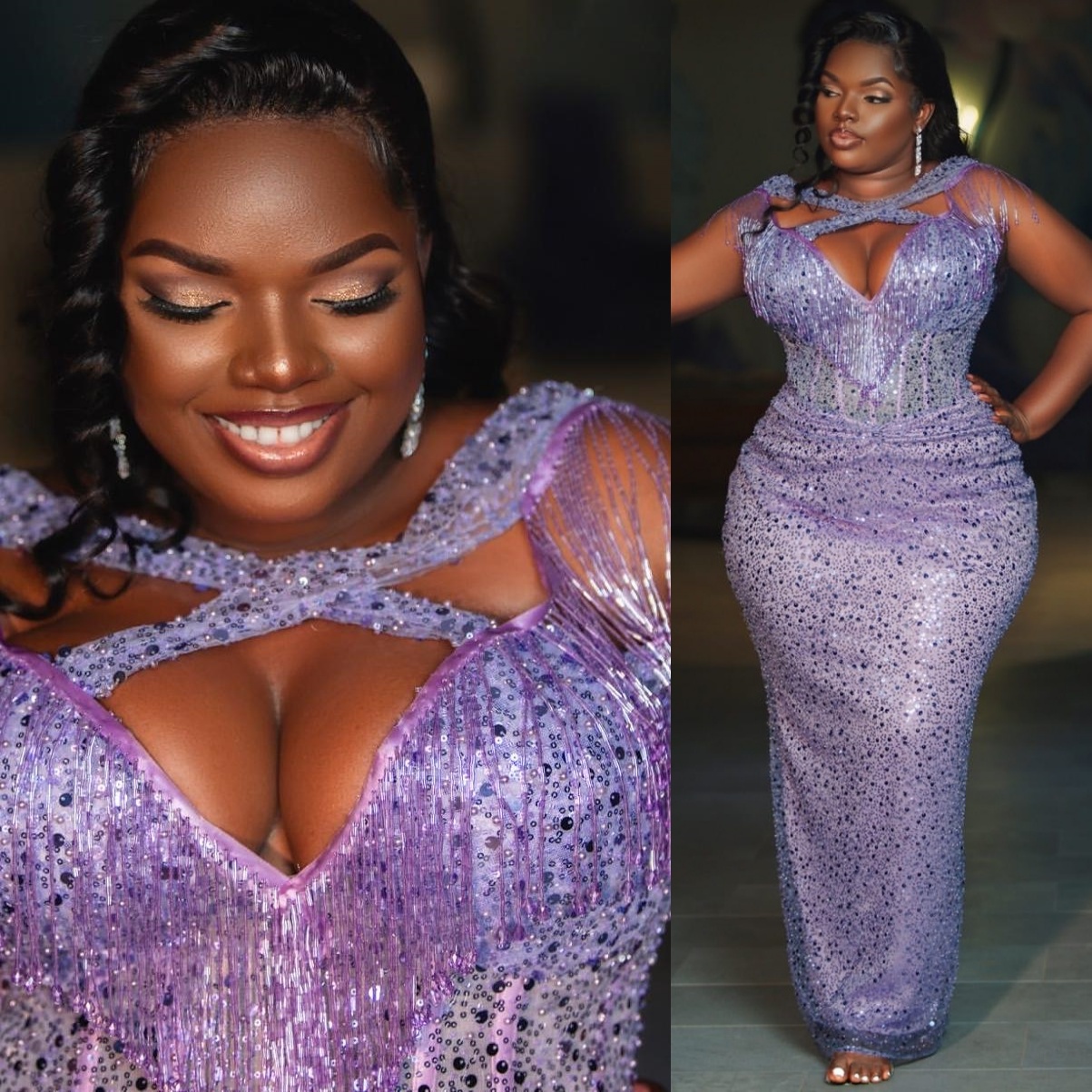 Lavender Sheath Prom Dresses 2025 Tassels Sequined Sparkly Evening Formal Party Second Birthday Engagement Gowns Plus Size Dress For Special Occasions