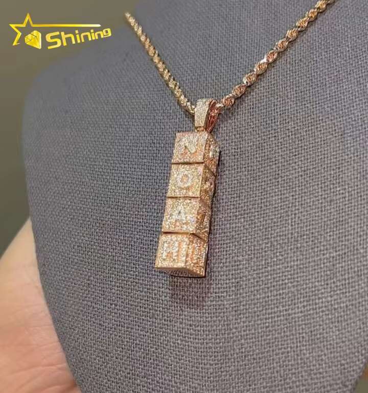 925 Solid Silver Full Iced Out Hip Hop Design VVS Moissanite Diamond Rapper Jewelry Name Pendant Charm